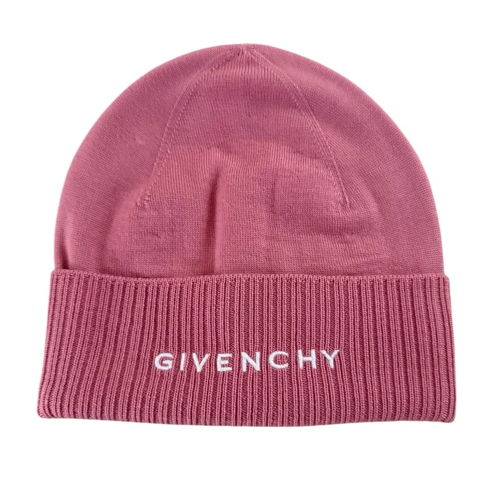 Givenchy Logo Ribbed Wool Beanie –  Rose Knit Hat